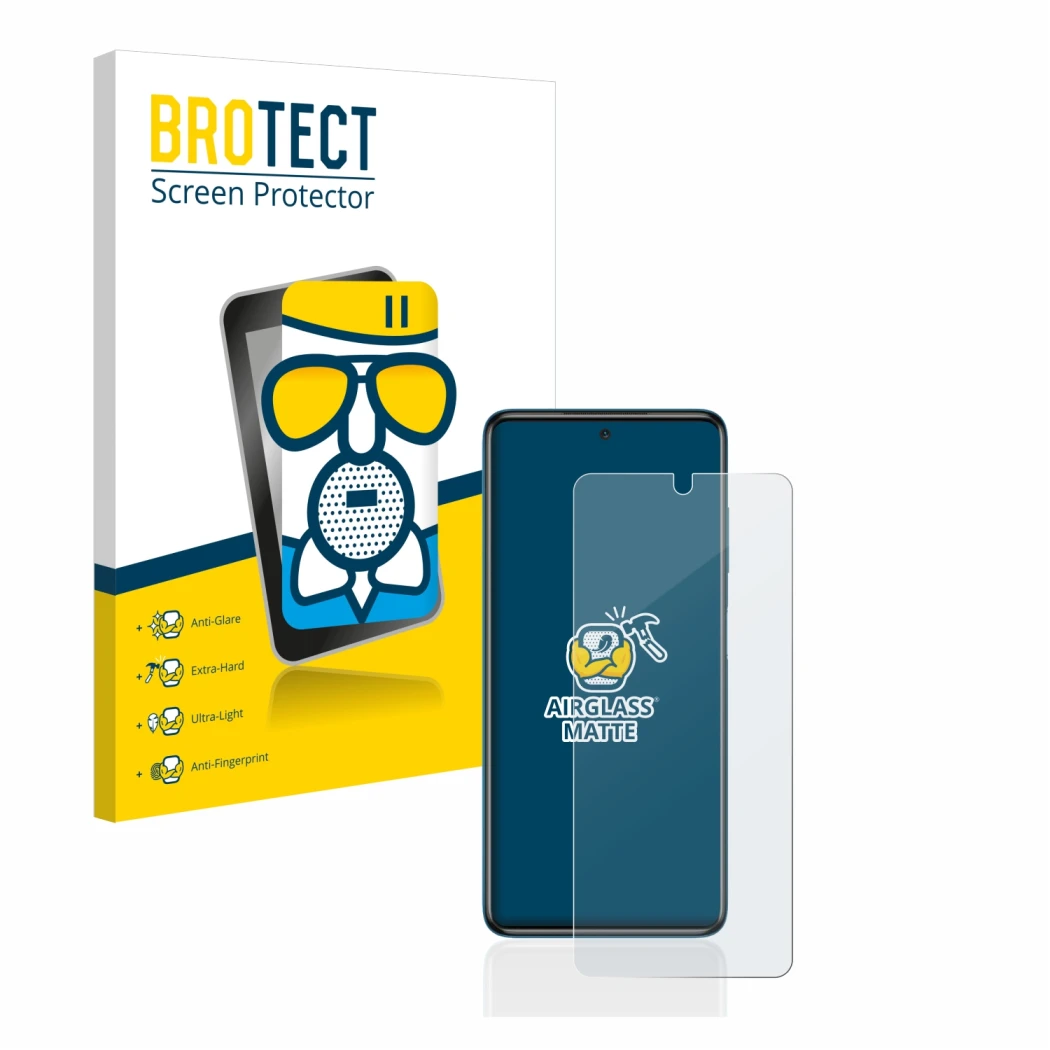 Vorderseite einer Produktverpackung mit dem Markenlogo BROTECT. Daneben ist das Gerät Xiaomi Poco X3 NFC mit dem zugehörigen D