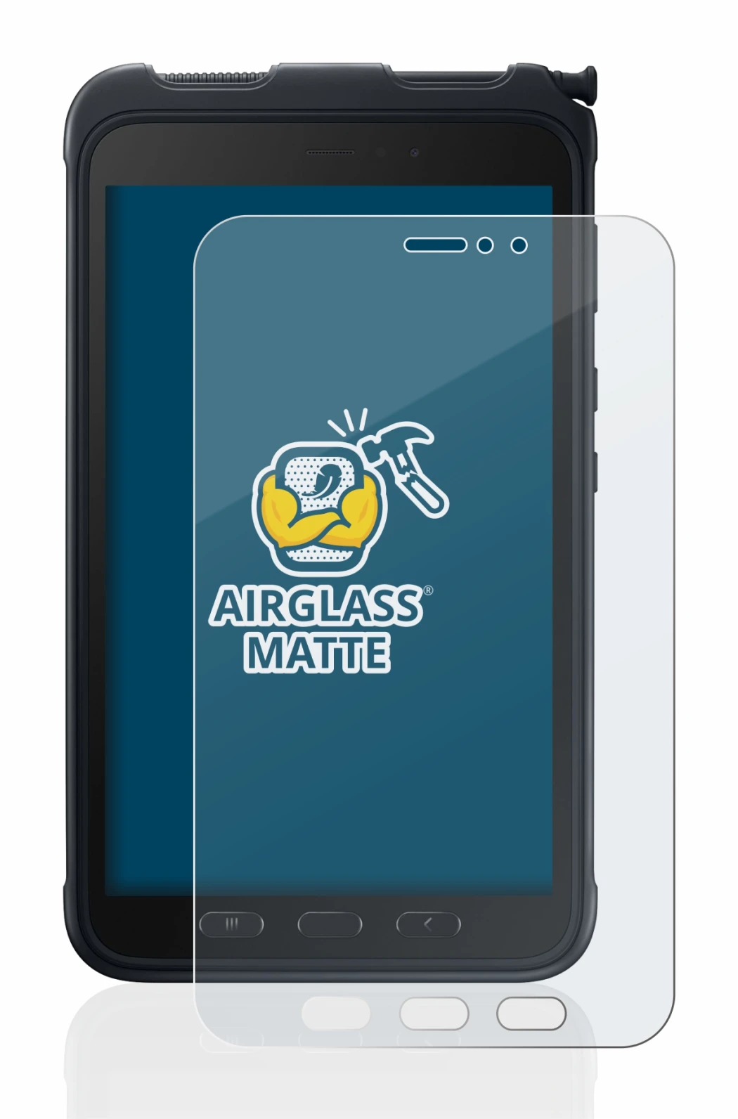 Abbildung des Geräts Samsung Galaxy Tab Active 3 mit einer Vielzahl des Displayschutzes.