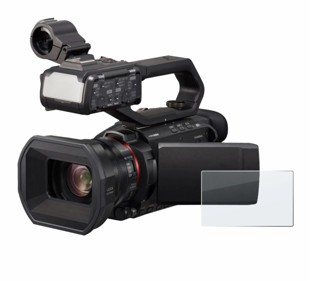 Abbildung des Geräts Panasonic HC-X1500 mit einer Vielzahl des Displayschutzes.