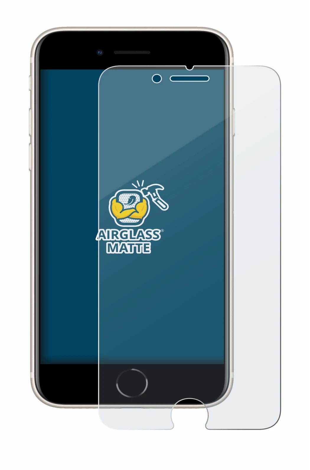 Abbildung des Geräts Apple iPhone SE 3 2022 mit einer Vielzahl des Displayschutzes.