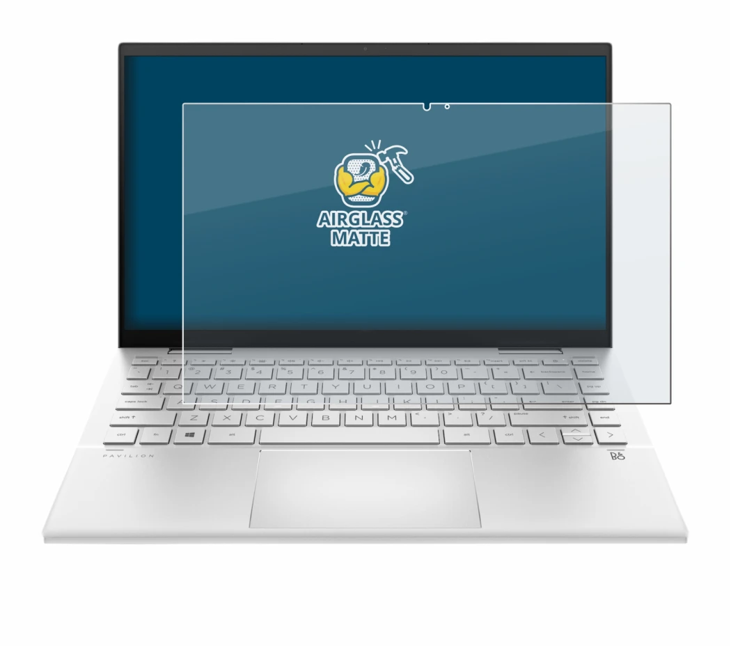 Abbildung des Geräts HP Pavilion x360 (14-dyX) mit einer Vielzahl des Displayschutzes.