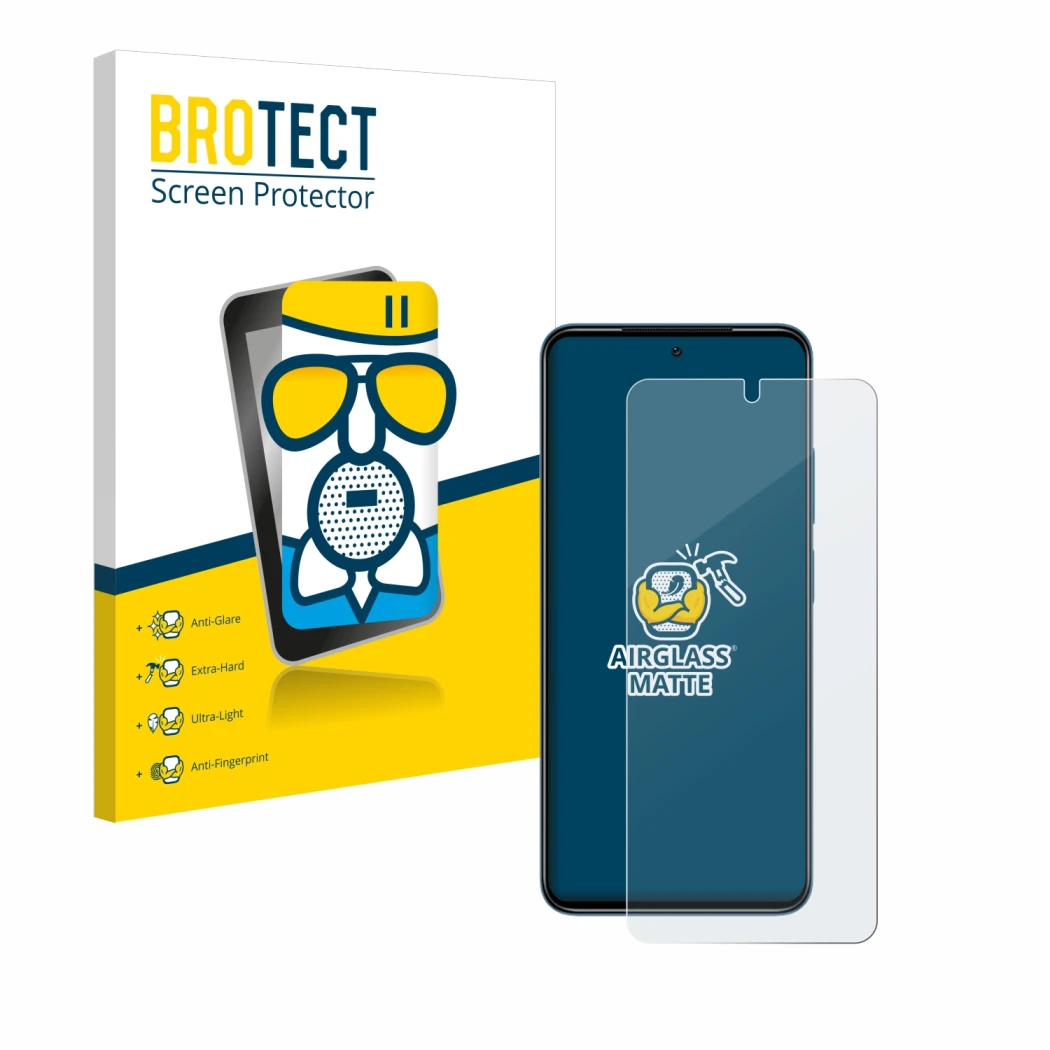 Vorderseite einer Produktverpackung mit dem Markenlogo BROTECT. Daneben ist das Gerät Xiaomi Redmi Note 11 mit dem zugehörigen