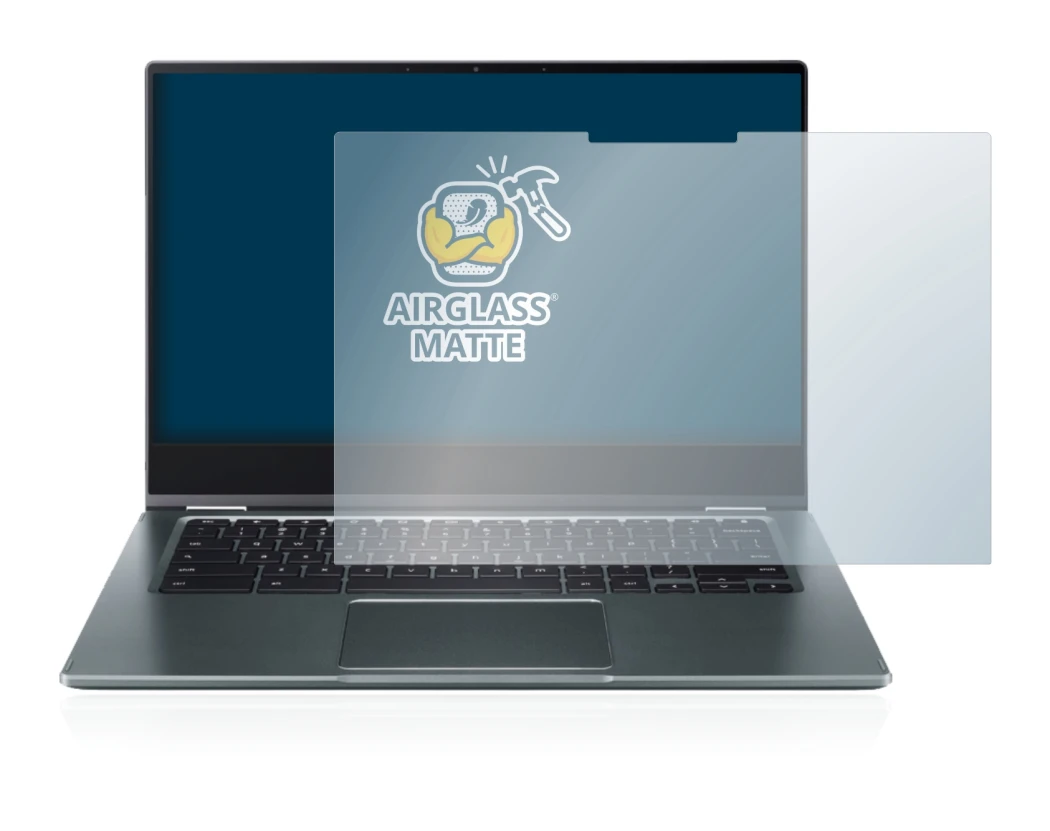 Abbildung des Geräts Acer Chromebook Spin 514 mit einer Vielzahl des Displayschutzes.