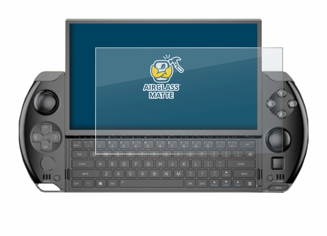 Abbildung des Geräts GPD Win 4 mit einer Vielzahl des Displayschutzes.