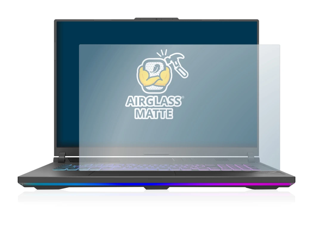 Abbildung des Geräts ASUS ROG Strix G18 G814 2023 mit einer Vielzahl des Displayschutzes.