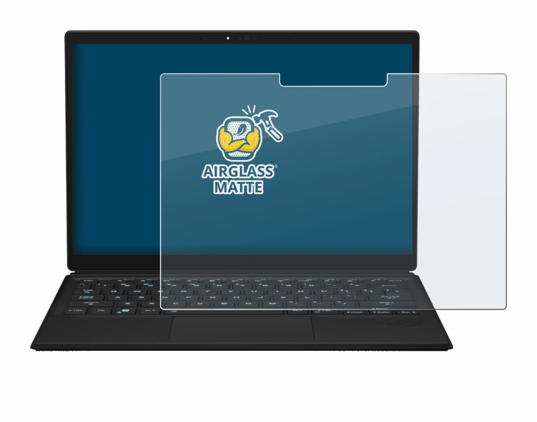 Abbildung des Geräts ASUS ROG Flow Z13 2023 mit einer Vielzahl des Displayschutzes.