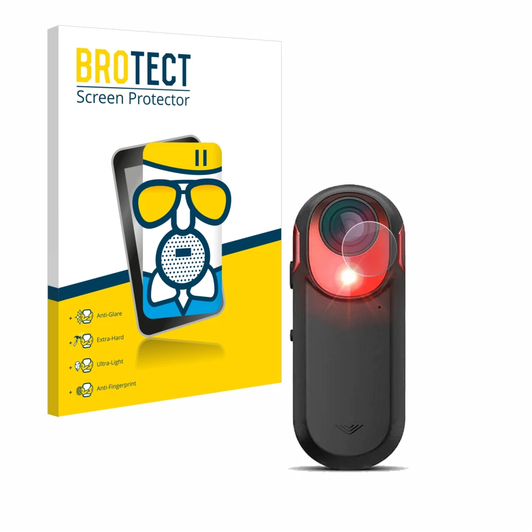 Vorderseite einer Produktverpackung mit dem Markenlogo BROTECT. Daneben ist das Gerät Garmin Varia RCT 715 mit dem zugehörigen