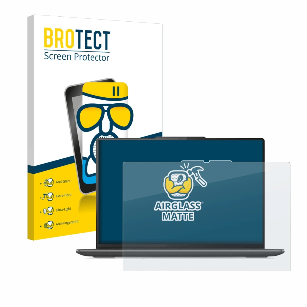 Vorderseite einer Produktverpackung mit dem Markenlogo BROTECT. Daneben ist das Gerät Lenovo Yoga Pro 9i Gen 8 16