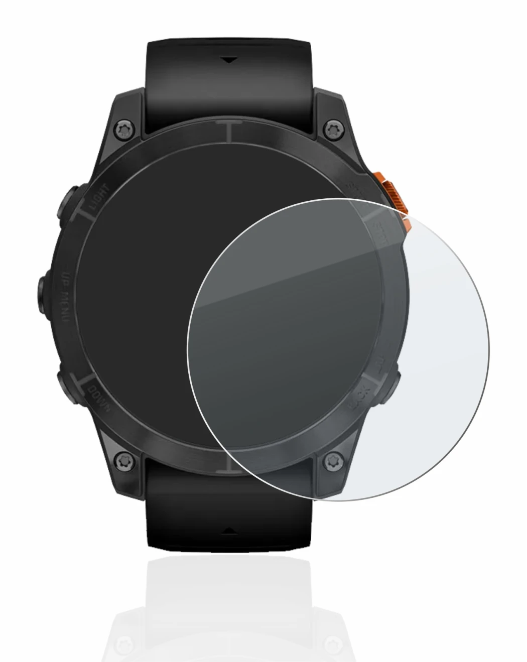 Abbildung des Geräts Garmin Fenix 7 Pro Solar (47 mm) mit einer Vielzahl des Displayschutzes.