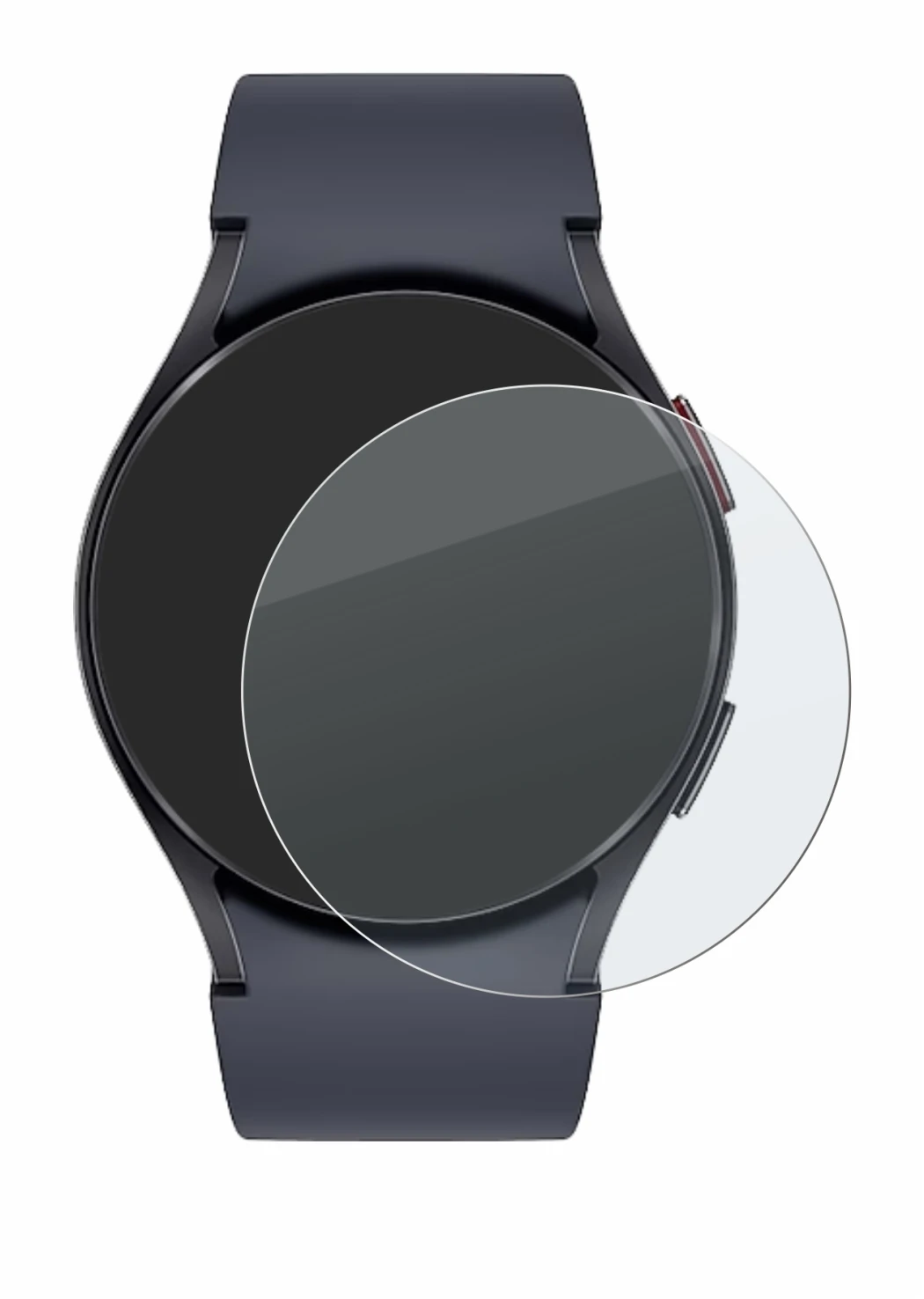 Abbildung des Geräts Samsung Galaxy Watch 6 (44 mm) mit einer Vielzahl des Displayschutzes.