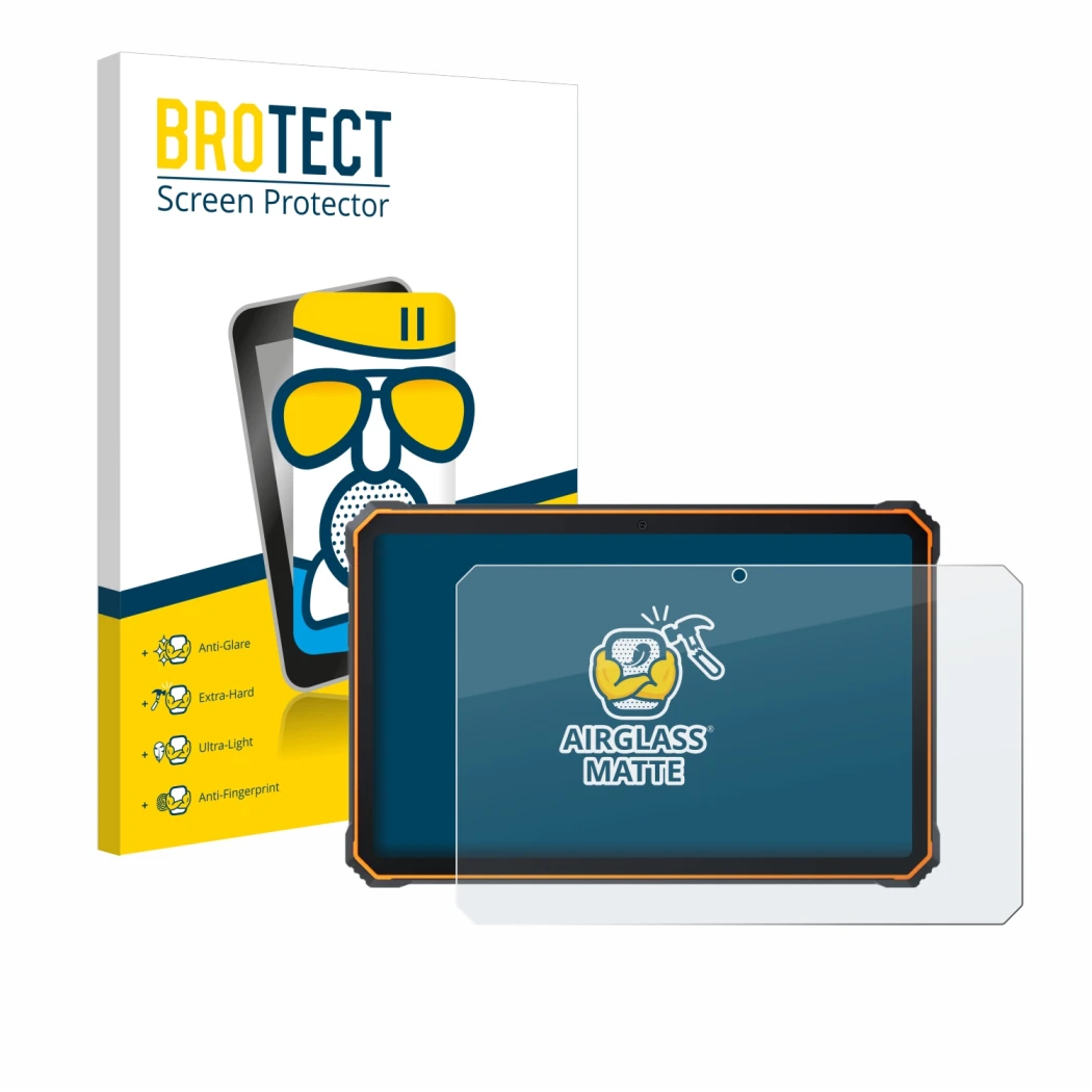 Vorderseite einer Produktverpackung mit dem Markenlogo BROTECT. Daneben ist das Gerät Blackview Active 8 Pro 10.36