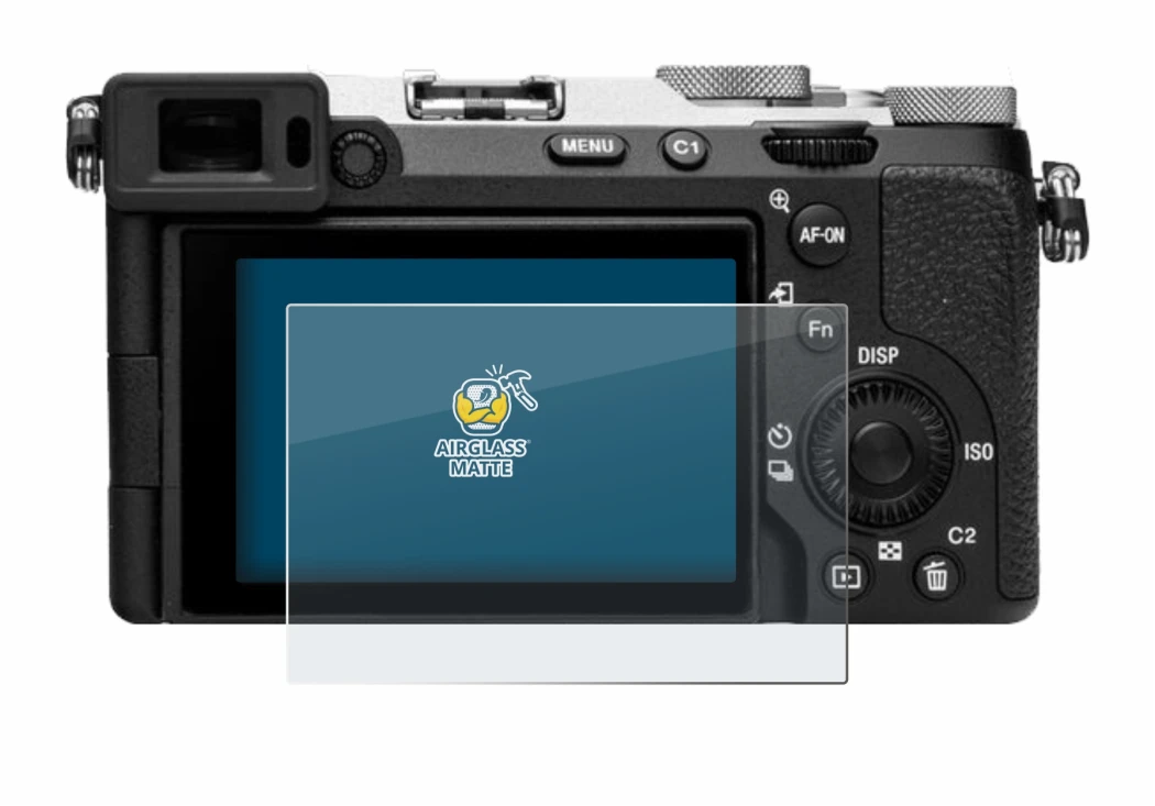 Abbildung des Geräts Sony Alpha 7C II (ILCE-7CM2) mit einer Vielzahl des Displayschutzes.