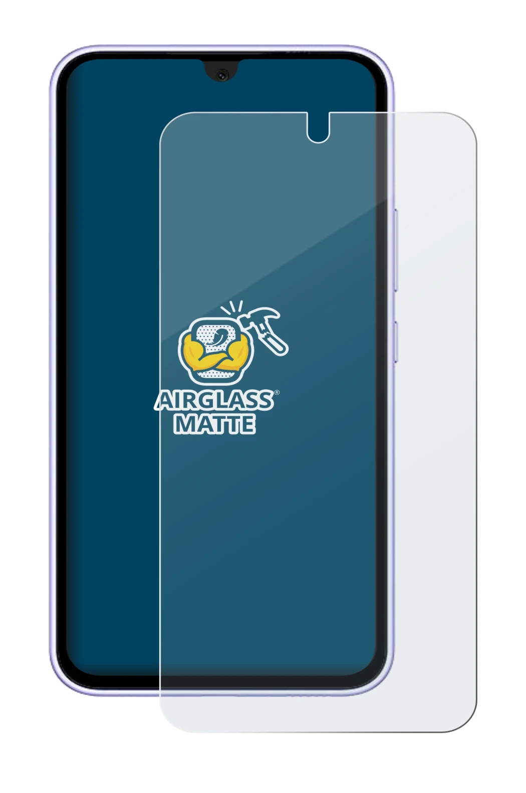 Abbildung des Geräts Samsung Galaxy A54 5G (case-friendly) mit einer Vielzahl des Displayschutzes.