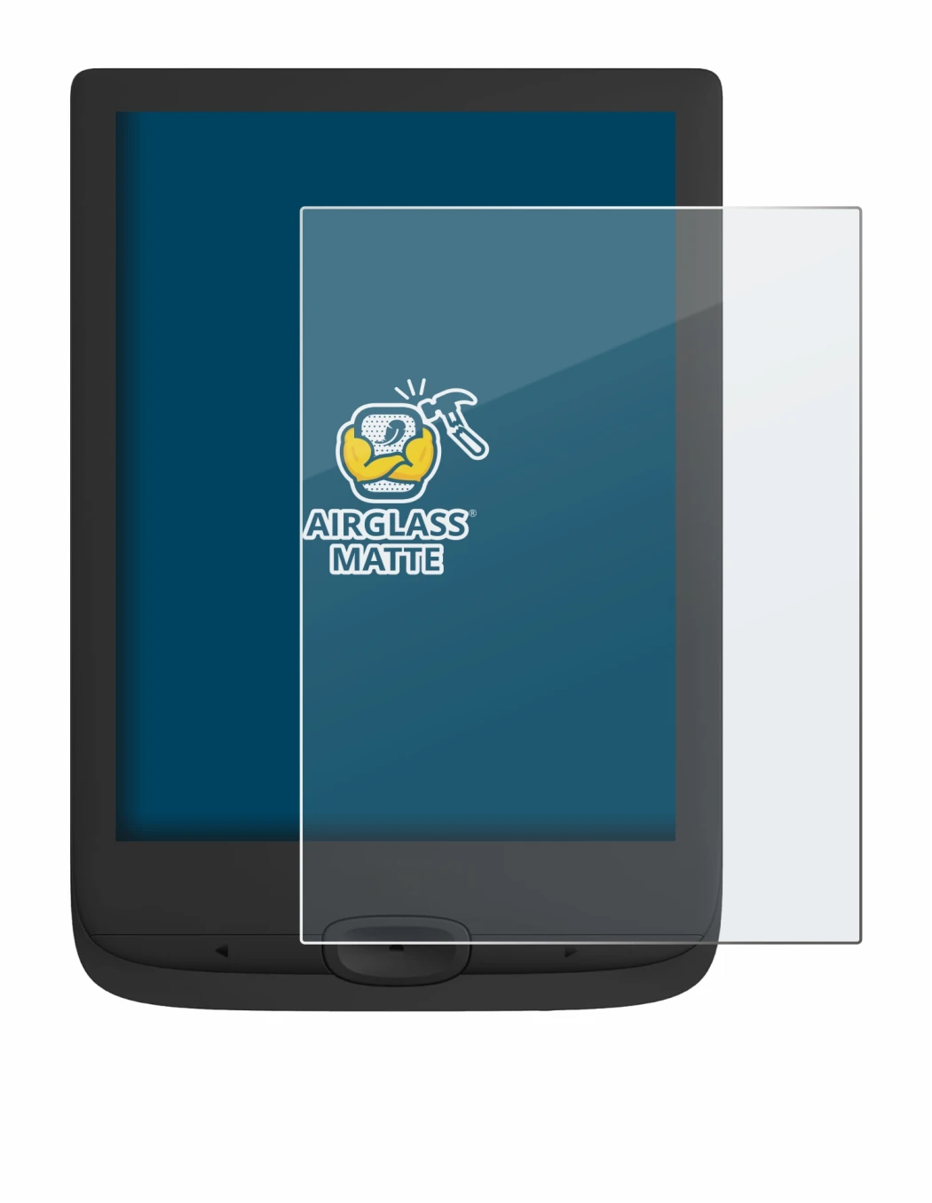 Abbildung des Geräts PocketBook Basic Lux 4 mit einer Vielzahl des Displayschutzes.