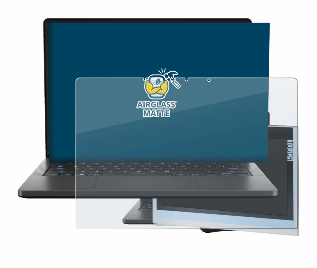 Abbildung des Geräts ASUS ROG Zephyrus G14 2024 GA403 mit einer Vielzahl des Displayschutzes.