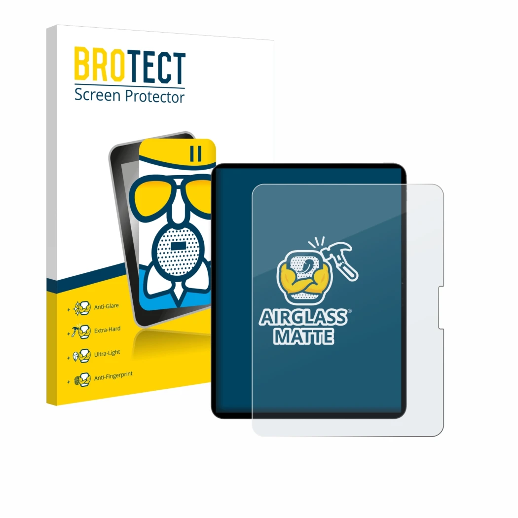 Vorderseite einer Produktverpackung mit dem Markenlogo BROTECT. Daneben ist das Gerät Apple iPad Pro 13