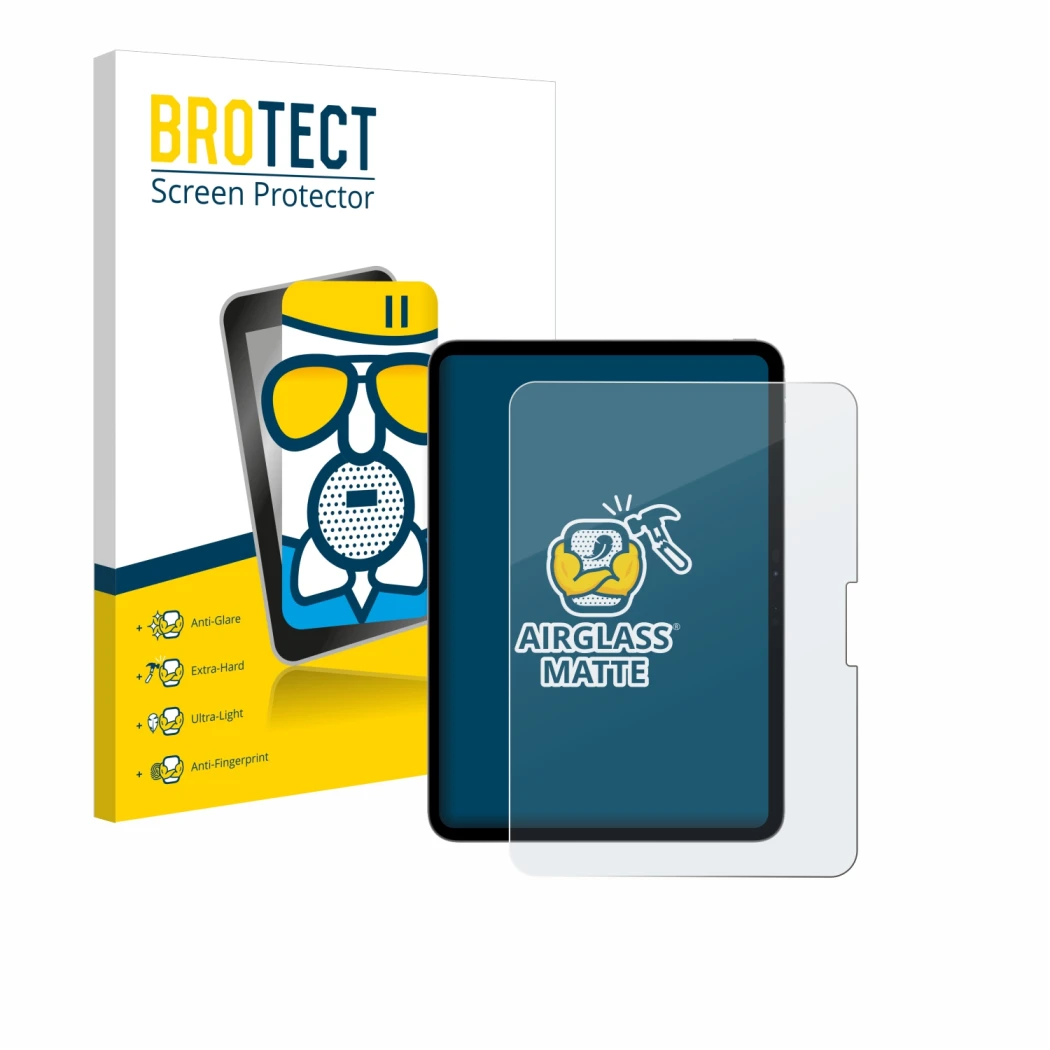 Vorderseite einer Produktverpackung mit dem Markenlogo BROTECT. Daneben ist das Gerät Apple iPad Pro 11