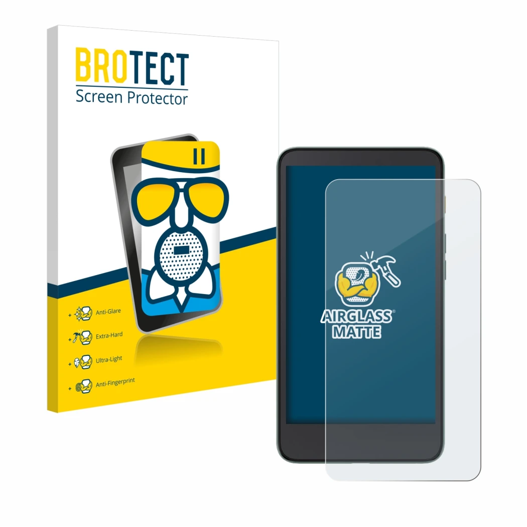 Vorderseite einer Produktverpackung mit dem Markenlogo BROTECT. Daneben ist das Gerät Xiaomi Moaan InkPalm 5 mit dem zugehörig