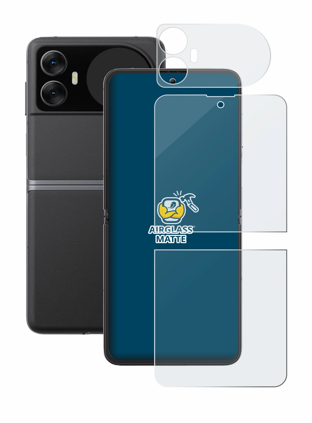 Abbildung des Geräts Blackview Hero 10 (Display+Rückseite) mit einer Vielzahl des Displayschutzes.