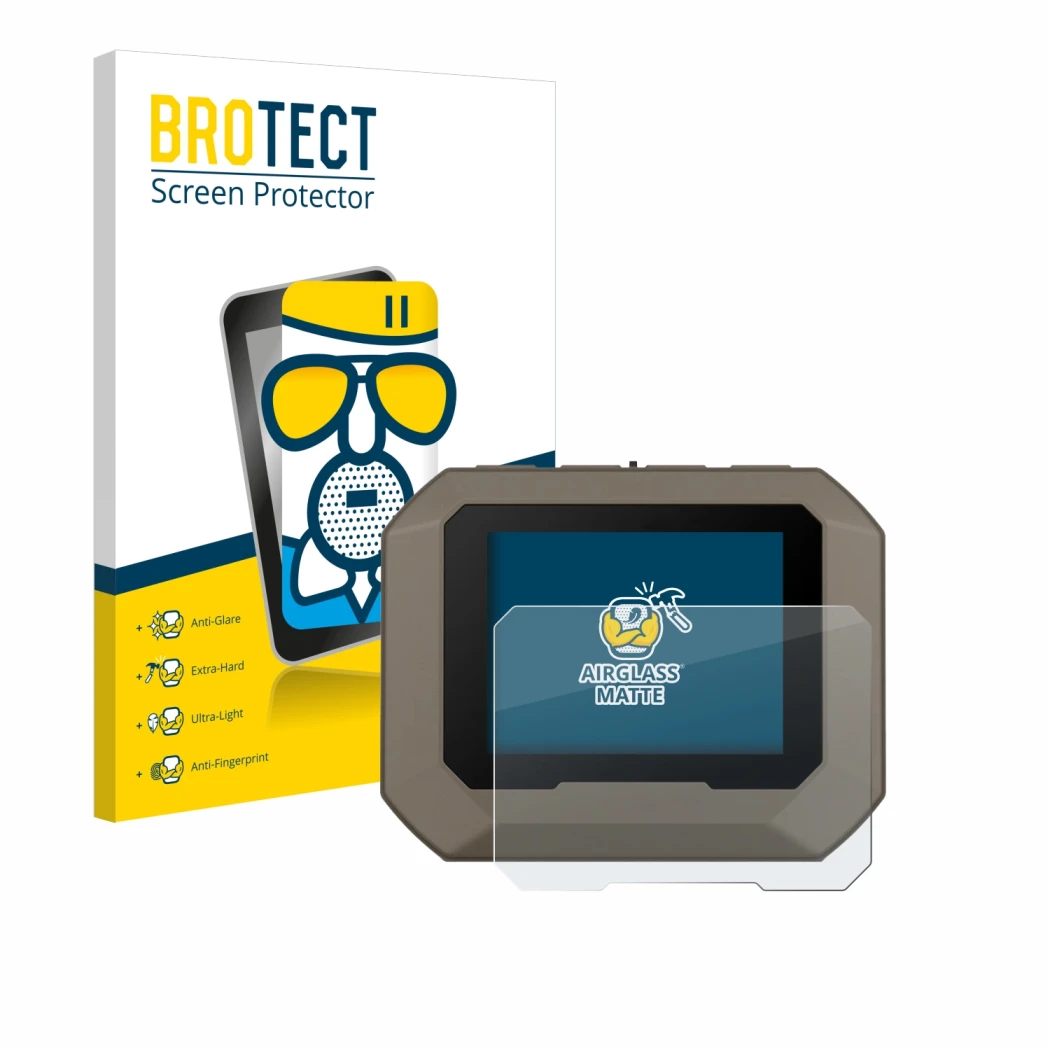 Vorderseite einer Produktverpackung mit dem Markenlogo BROTECT. Daneben ist das Gerät Garmin Xero C1 Pro mit dem zugehörigen D