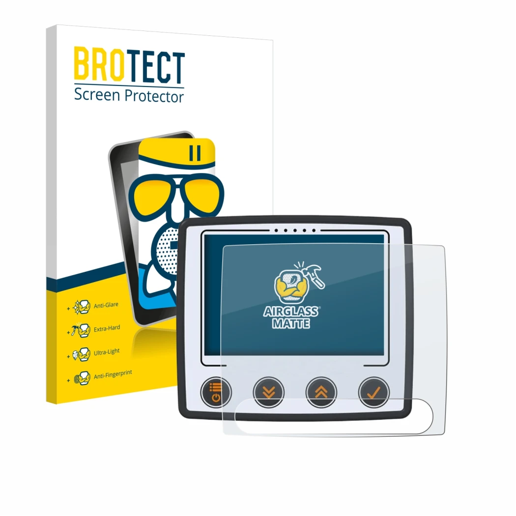 Vorderseite einer Produktverpackung mit dem Markenlogo BROTECT. Daneben ist das Gerät Skytraxx 5 Mini mit dem zugehörigen Disp