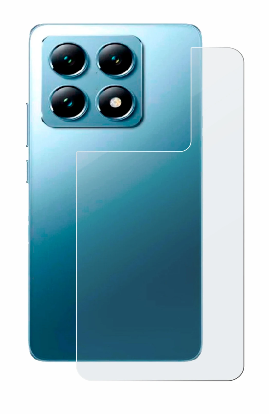 Abbildung des Geräts Xiaomi 14T (Rückseite) mit einer Vielzahl des Displayschutzes.