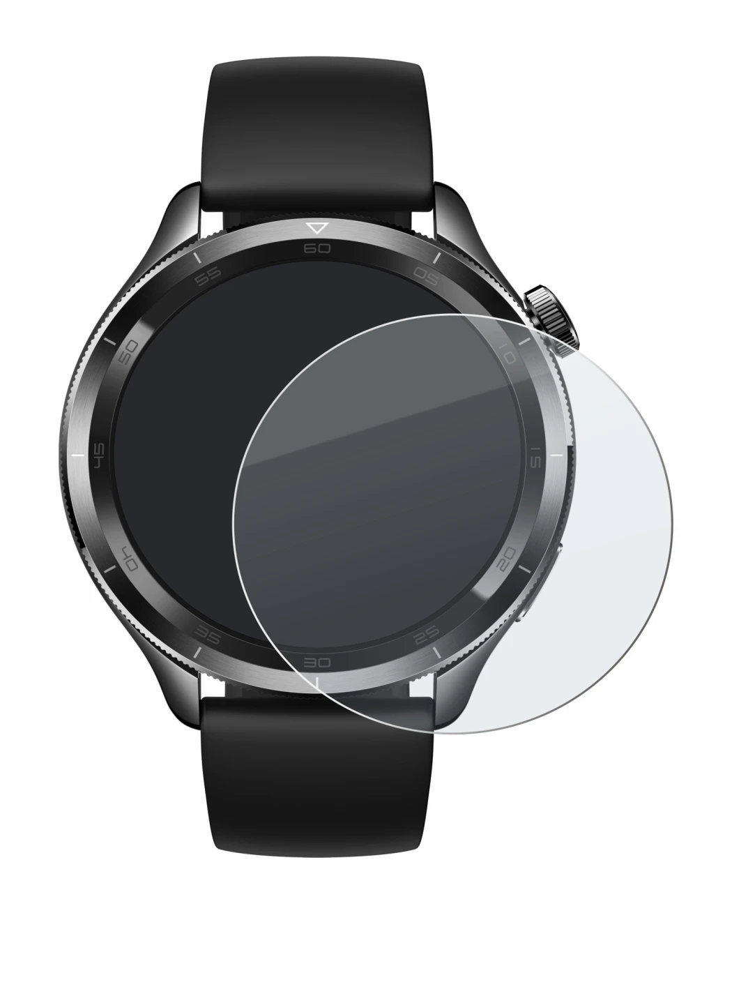 Abbildung des Geräts Xiaomi Watch S4 (47 mm) mit einer Vielzahl des Displayschutzes.