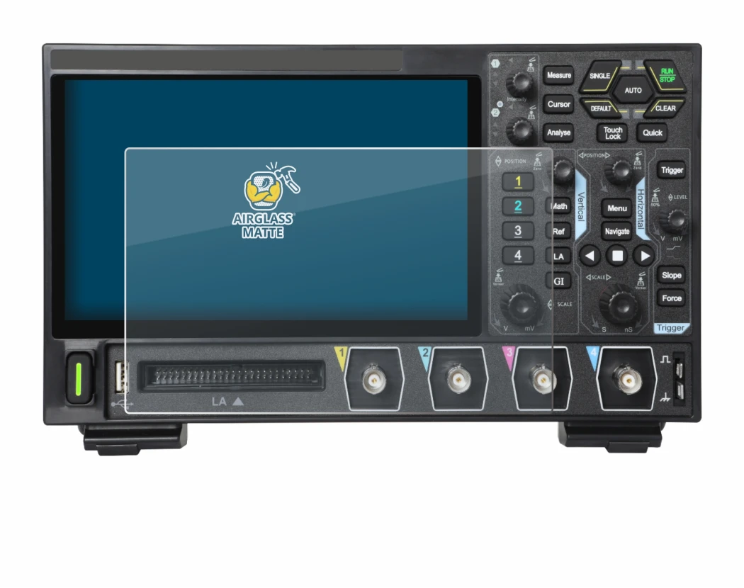 Abbildung des Geräts Rigol DHO914 mit einer Vielzahl des Displayschutzes.