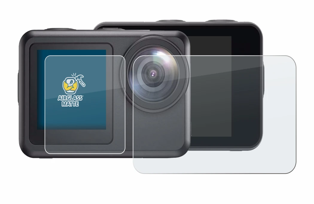 Abbildung des Geräts Akaso Brave 7 LE mit einer Vielzahl des Displayschutzes.