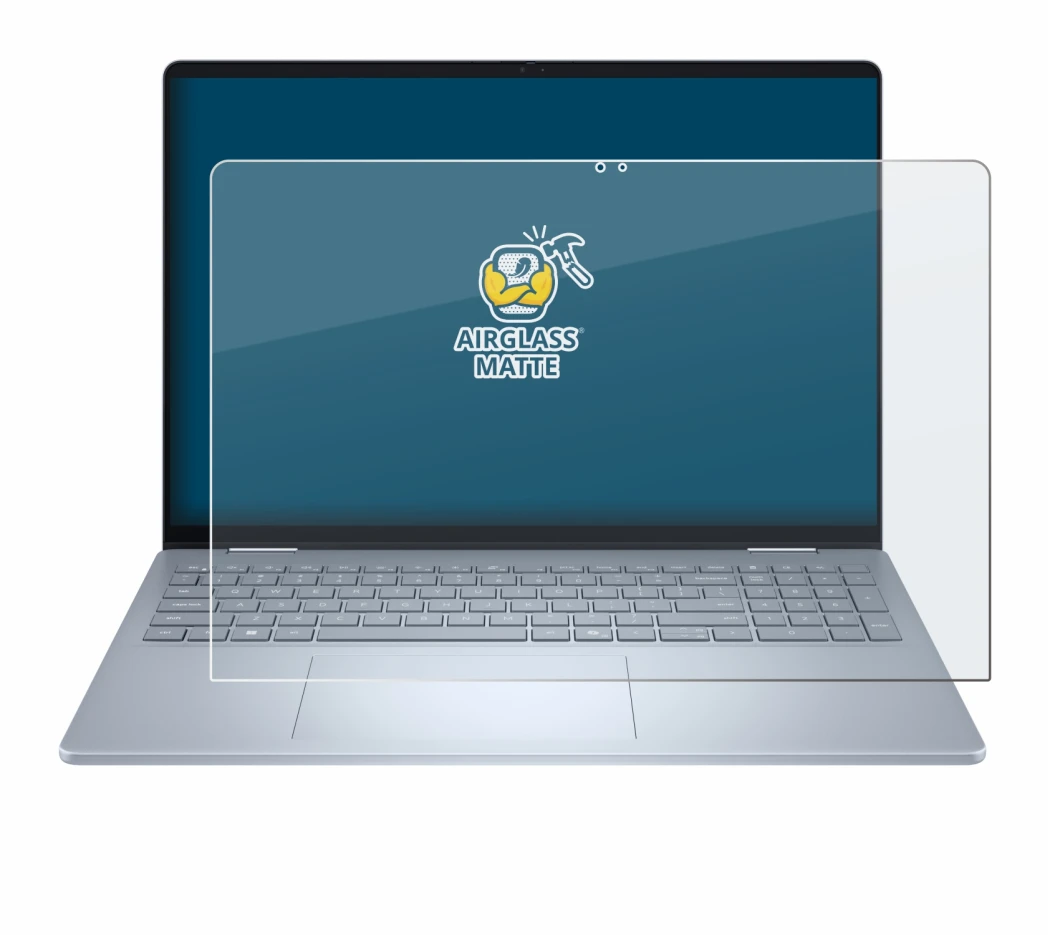 Abbildung des Geräts Dell 16 Plus-2-in-1 mit einer Vielzahl des Displayschutzes.