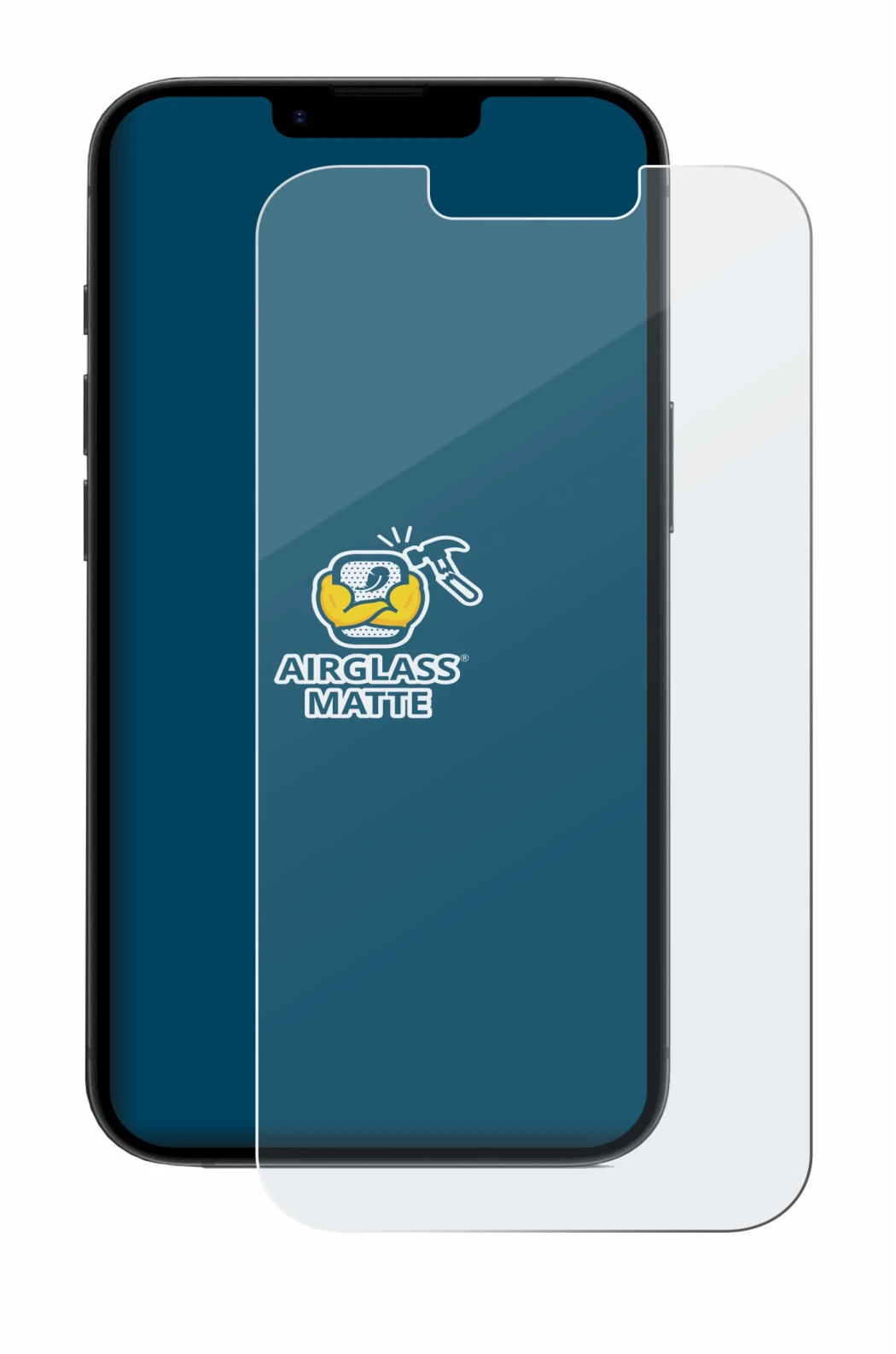 Abbildung des Geräts Apple iPhone 16e mit einer Vielzahl des Displayschutzes.