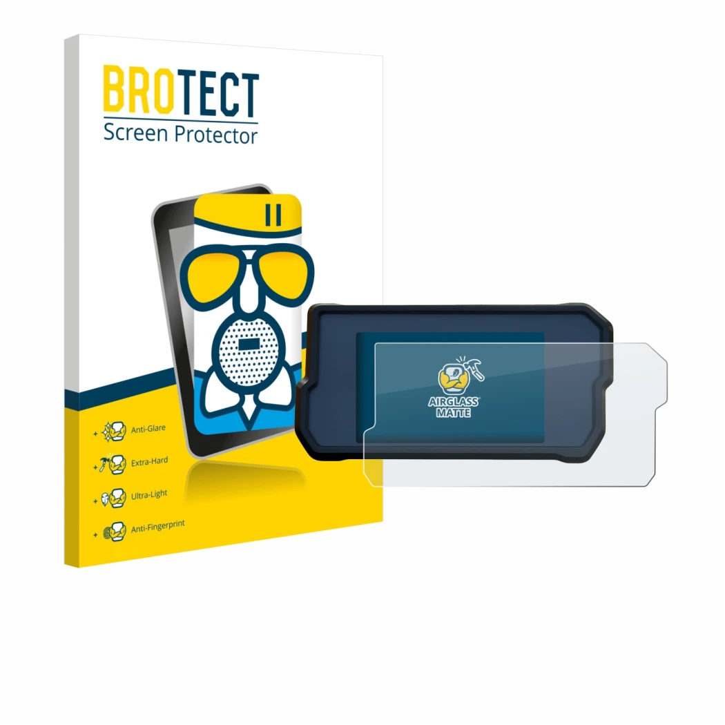 Vorderseite einer Produktverpackung mit dem Markenlogo BROTECT. Daneben ist das Gerät KTM 390 / 890 Adventure 2020+ mit dem zu