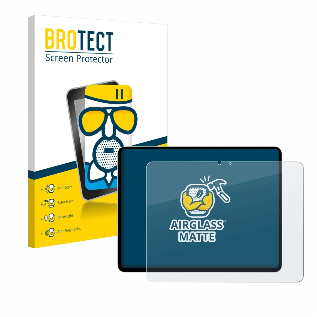 Vorderseite einer Produktverpackung mit dem Markenlogo BROTECT. Daneben ist das Gerät Apple iPad Air 13