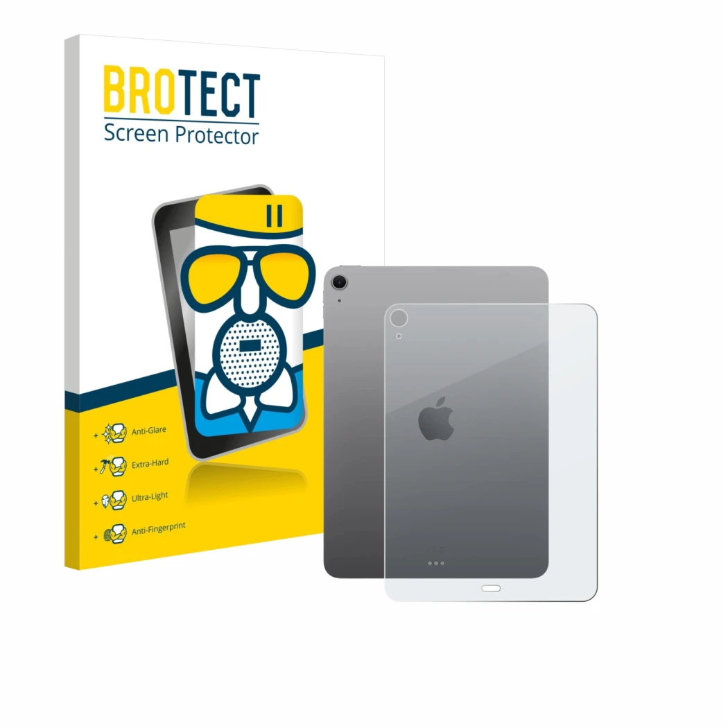 Vorderseite einer Produktverpackung mit dem Markenlogo BROTECT. Daneben ist das Gerät Apple iPad Air 11