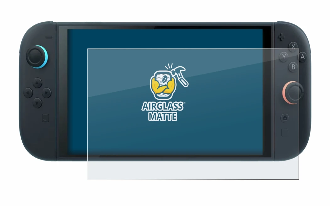 Abbildung des Geräts Nintendo Switch 2 mit einer Vielzahl des Displayschutzes.