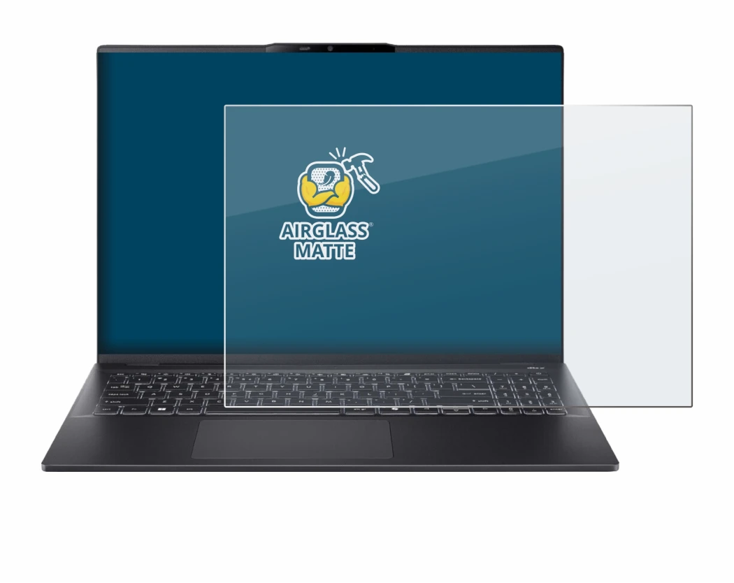 Abbildung des Geräts Acer Swift 16 AI mit einer Vielzahl des Displayschutzes.