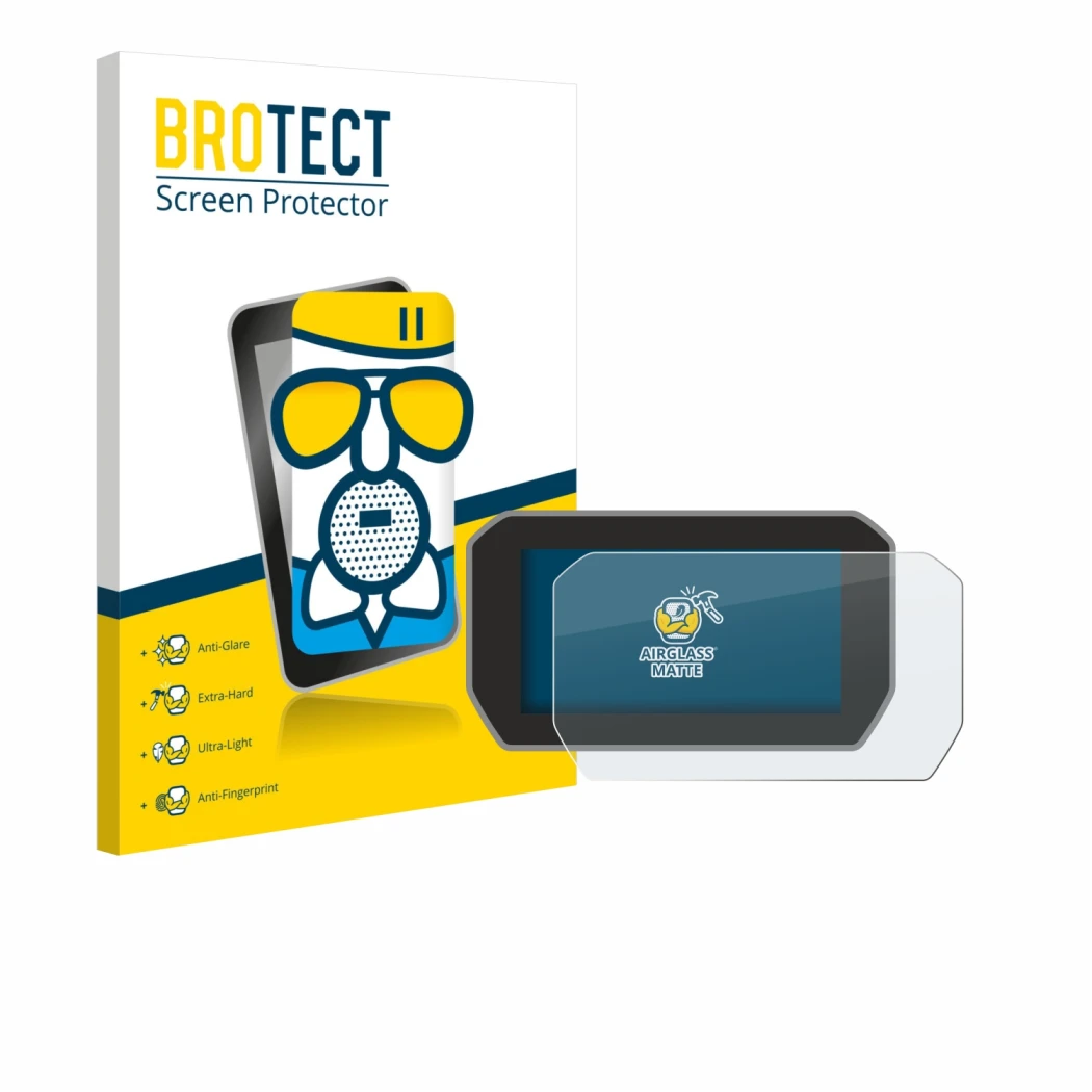 Vorderseite einer Produktverpackung mit dem Markenlogo BROTECT. Daneben ist das Gerät Ducati V4 Rally (2024) mit dem zugehörig