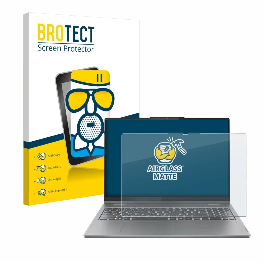 Vorderseite einer Produktverpackung mit dem Markenlogo BROTECT. Daneben ist das Gerät Lenovo IdeaPad 5 2-in-1 Gen 10 16