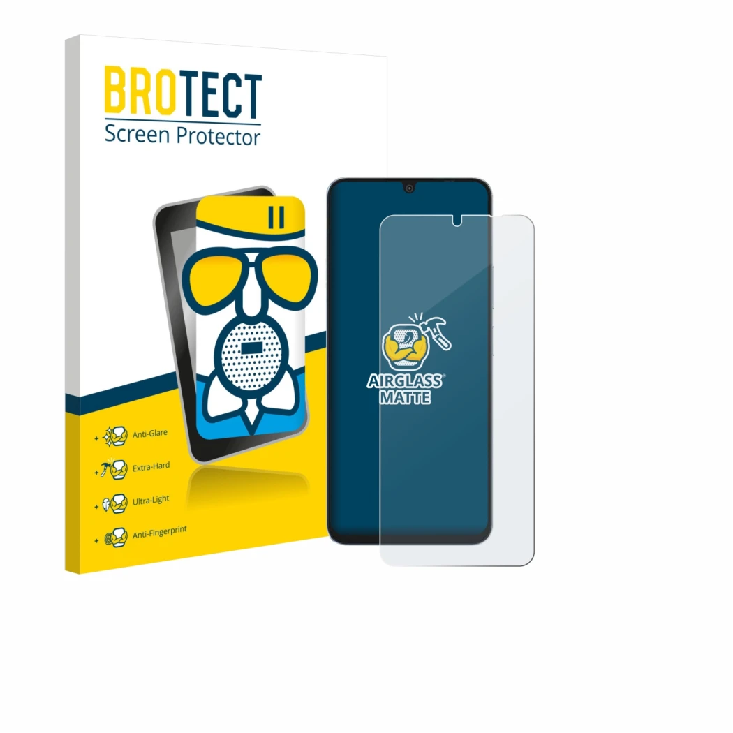 Vorderseite einer Produktverpackung mit dem Markenlogo BROTECT. Daneben ist das Gerät Blackview Shark 6 5G mit dem zugehörigen