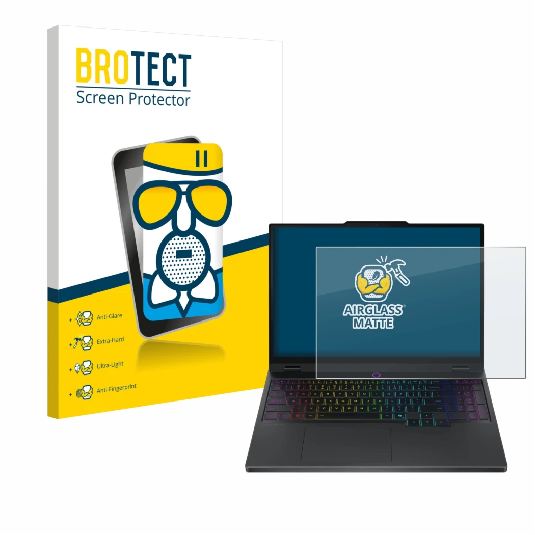 Vorderseite einer Produktverpackung mit dem Markenlogo BROTECT. Daneben ist das Gerät Lenovo Legion 5i Gen 10 15