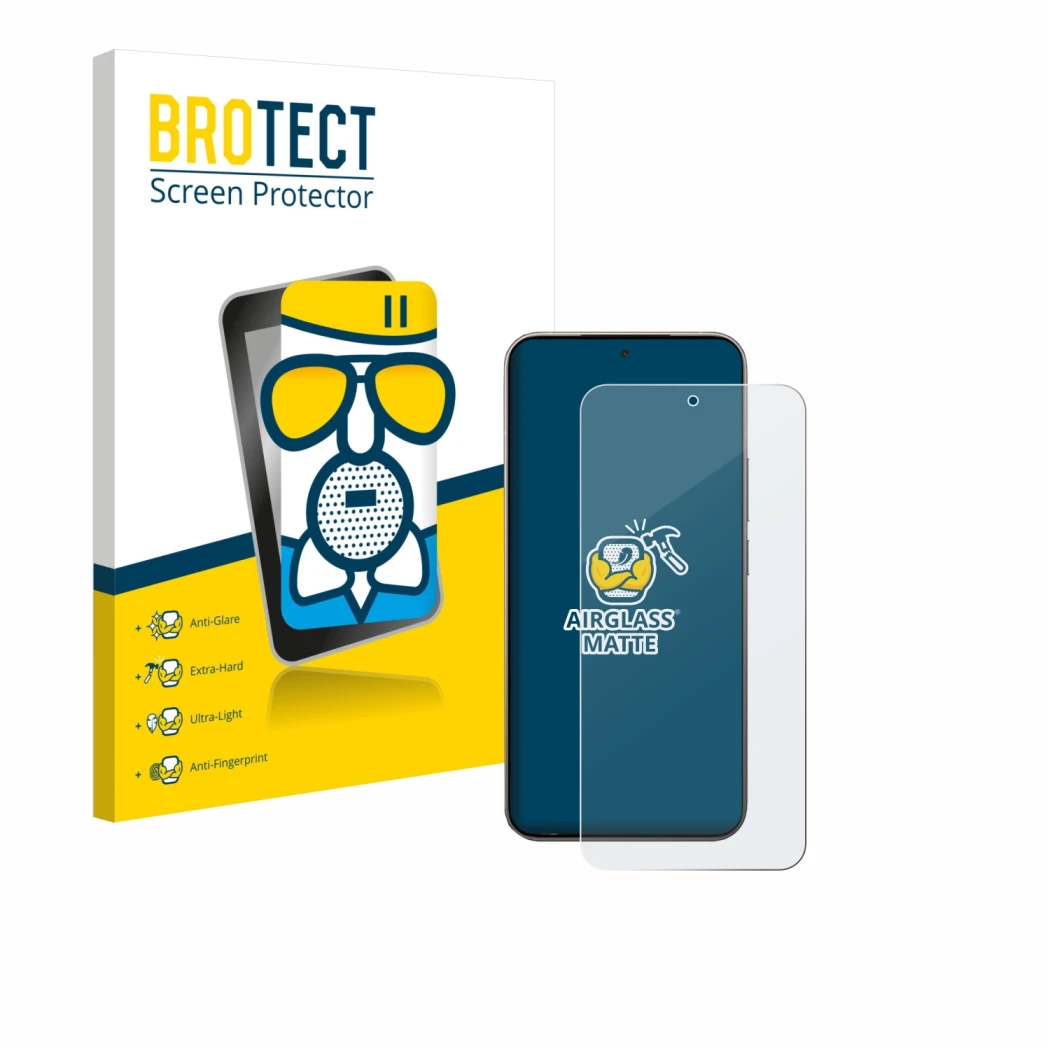 Vorderseite einer Produktverpackung mit dem Markenlogo BROTECT. Daneben ist das Gerät Xiaomi 15T Pro mit dem zugehörigen Displ