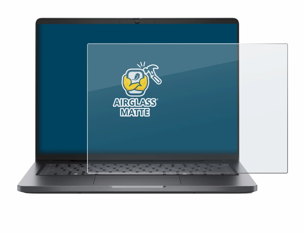 Abbildung des Geräts Dell Pro 14 mit einer Vielzahl des Displayschutzes.