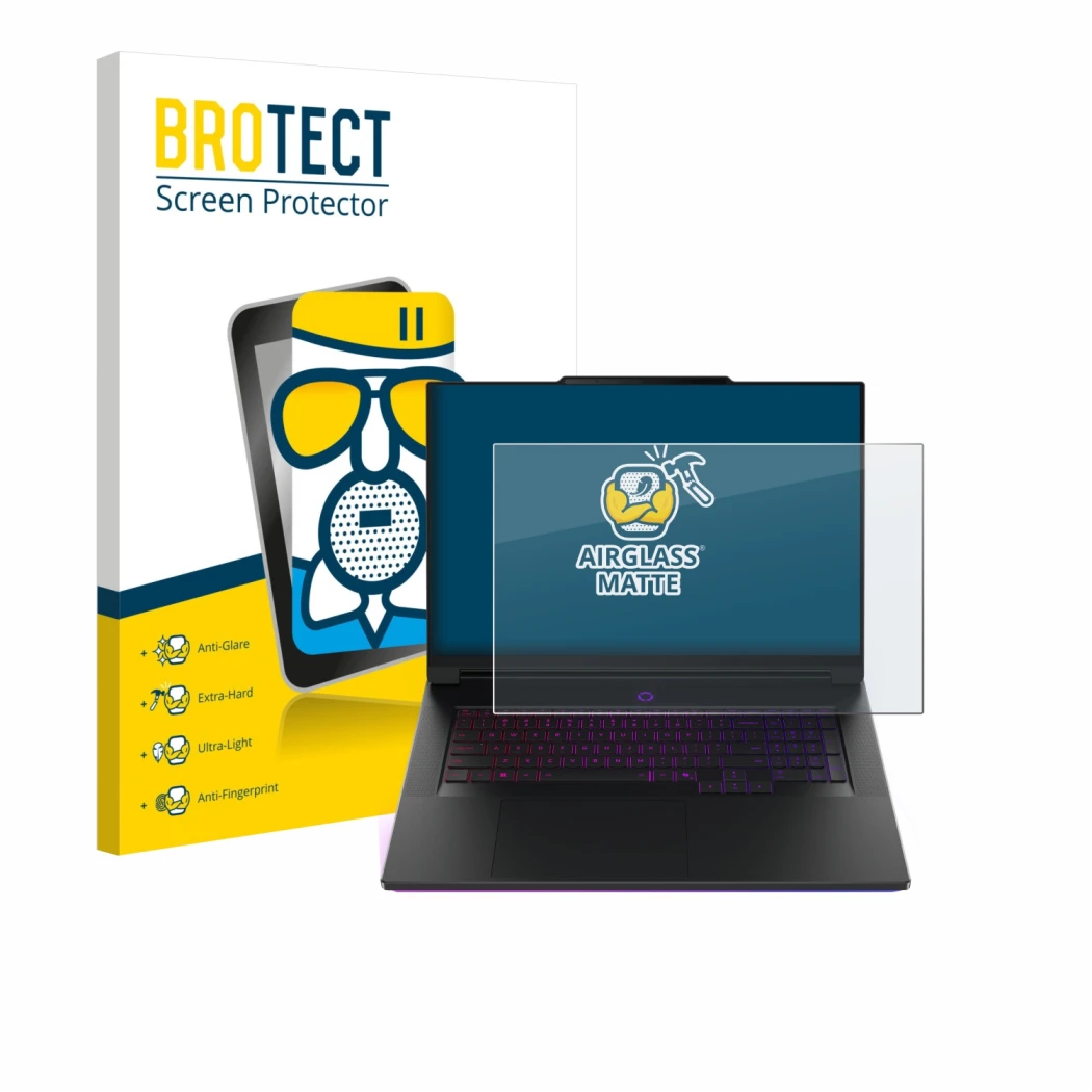 Vorderseite einer Produktverpackung mit dem Markenlogo BROTECT. Daneben ist das Gerät Lenovo Legion 9i Gen 10 18