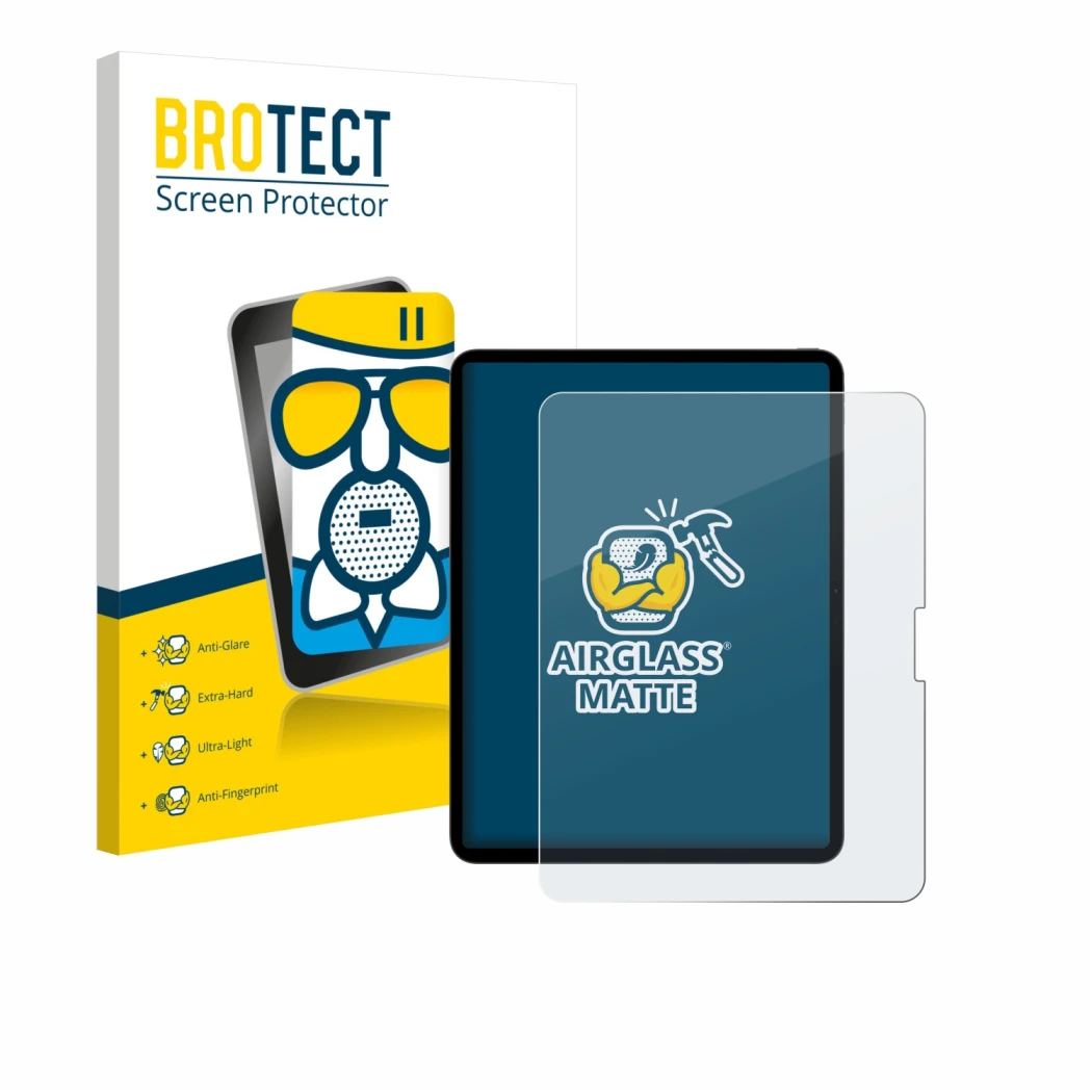 Vorderseite einer Produktverpackung mit dem Markenlogo BROTECT. Daneben ist das Gerät Apple iPad Pro 13