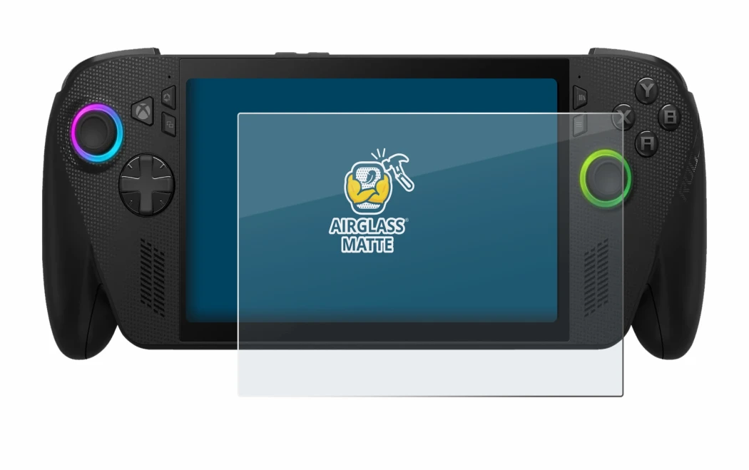 Abbildung des Geräts ASUS ROG Xbox Ally X mit einer Vielzahl des Displayschutzes.