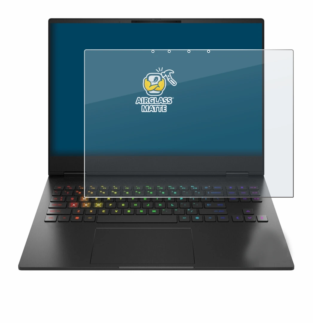 Abbildung des Geräts HP Omen Transcend 16-u1000nl mit einer Vielzahl des Displayschutzes.