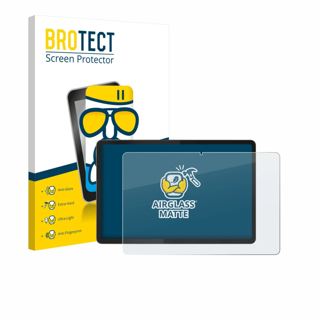 Vorderseite einer Produktverpackung mit dem Markenlogo BROTECT. Daneben ist das Gerät Lenovo Idea Tab Plus 12.1