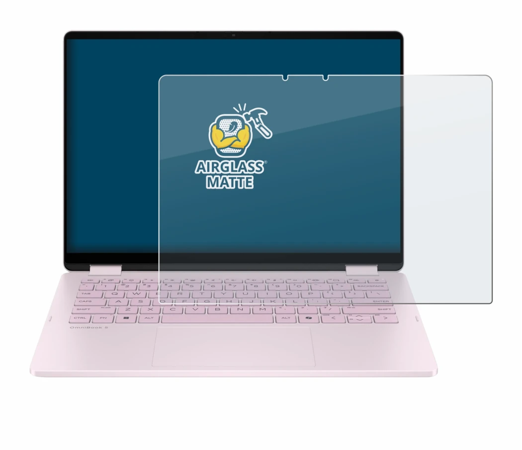 Abbildung des Geräts HP OmniBook 5 Flip 14 14-fp0153ng mit einer Vielzahl des Displayschutzes.