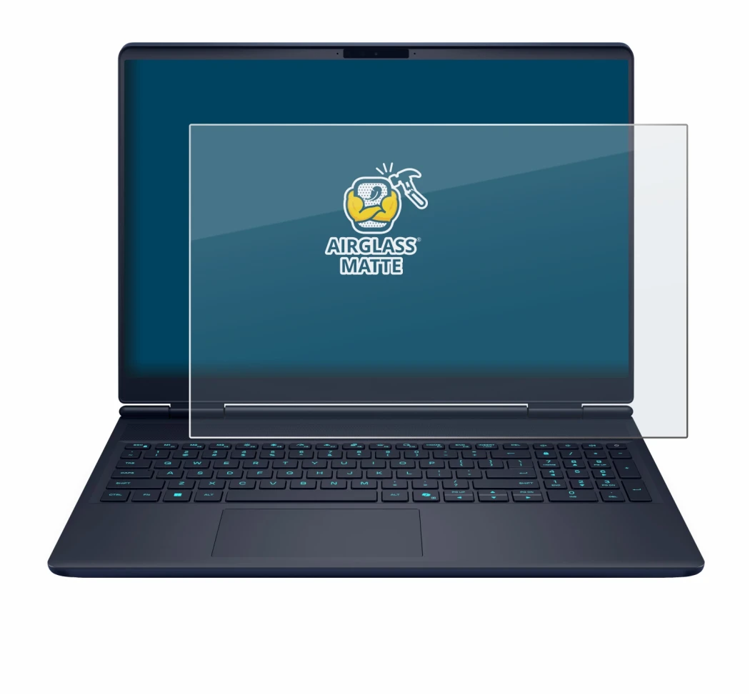 Abbildung des Geräts Dell Alienware 16X mit einer Vielzahl des Displayschutzes.