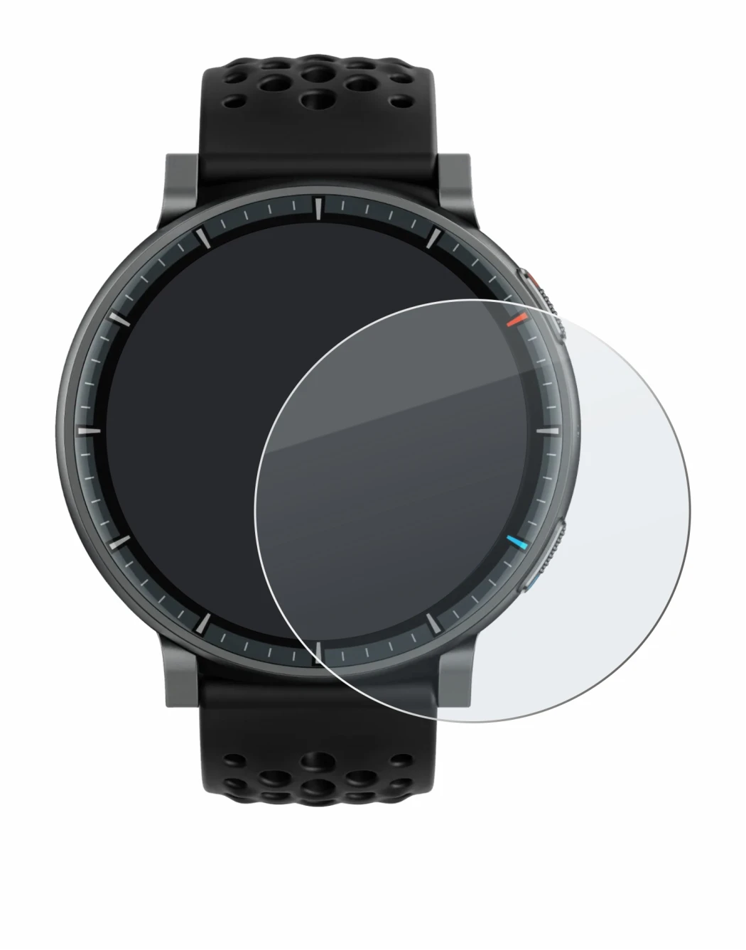 Abbildung des Geräts Amazfit Active Max mit einer Vielzahl des Displayschutzes.